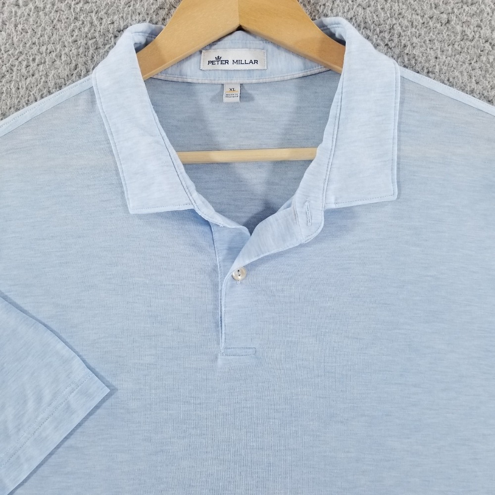 Peter Millar Polo Shirt Mens XL Blue Crown Sport DriRelease Natural Touch Golf
